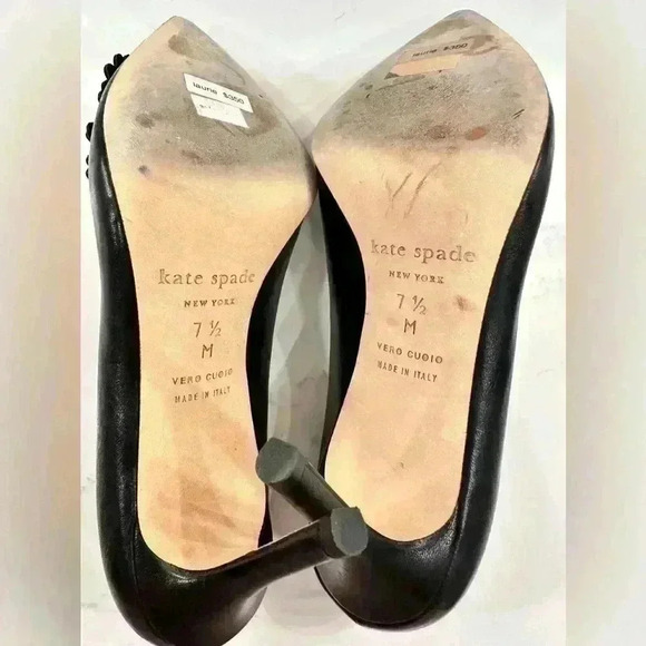 Kate Spade Laurie Black Leather Butterfly heels (Size 7.5) - Picture 7 of 9